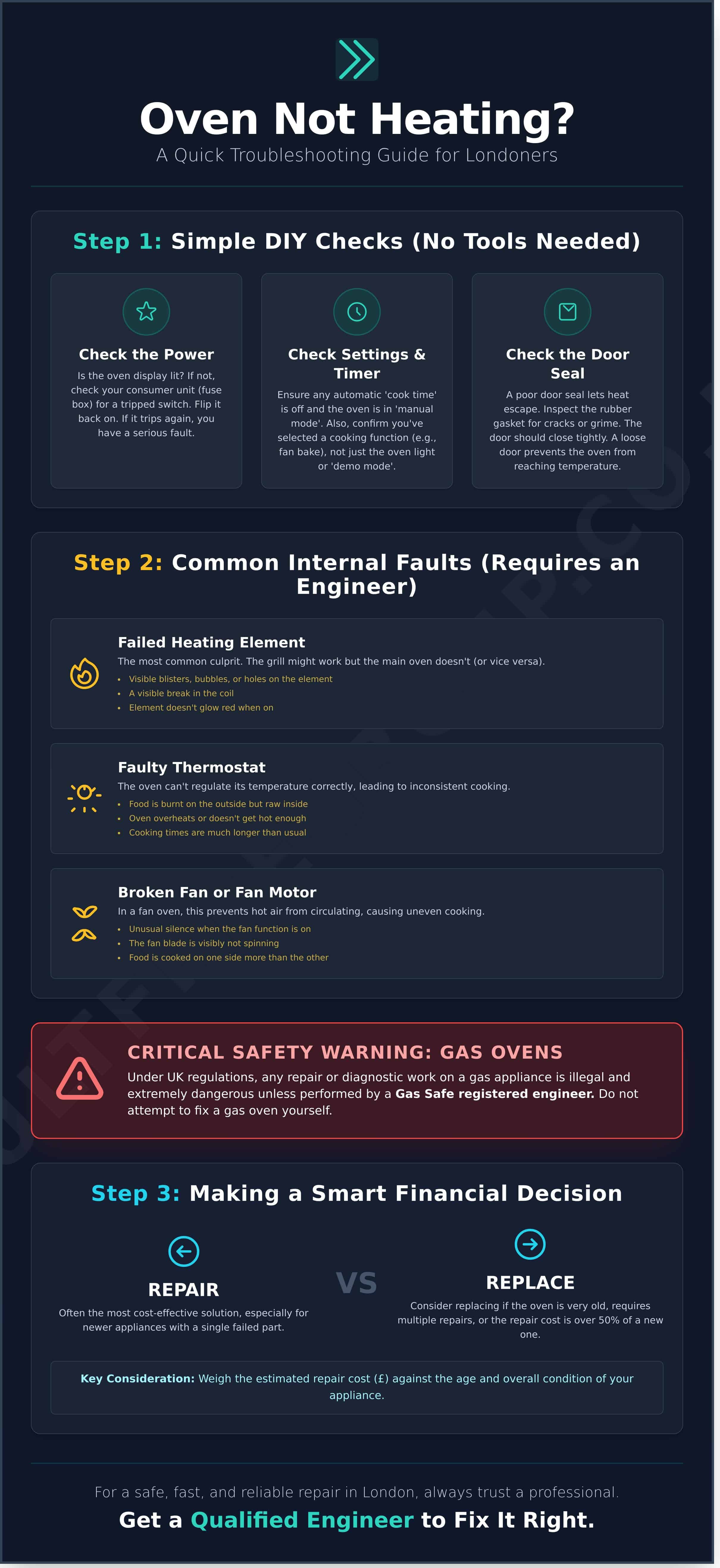 Oven Not Heating? A Londoner’s Troubleshooting Guide - Infographic