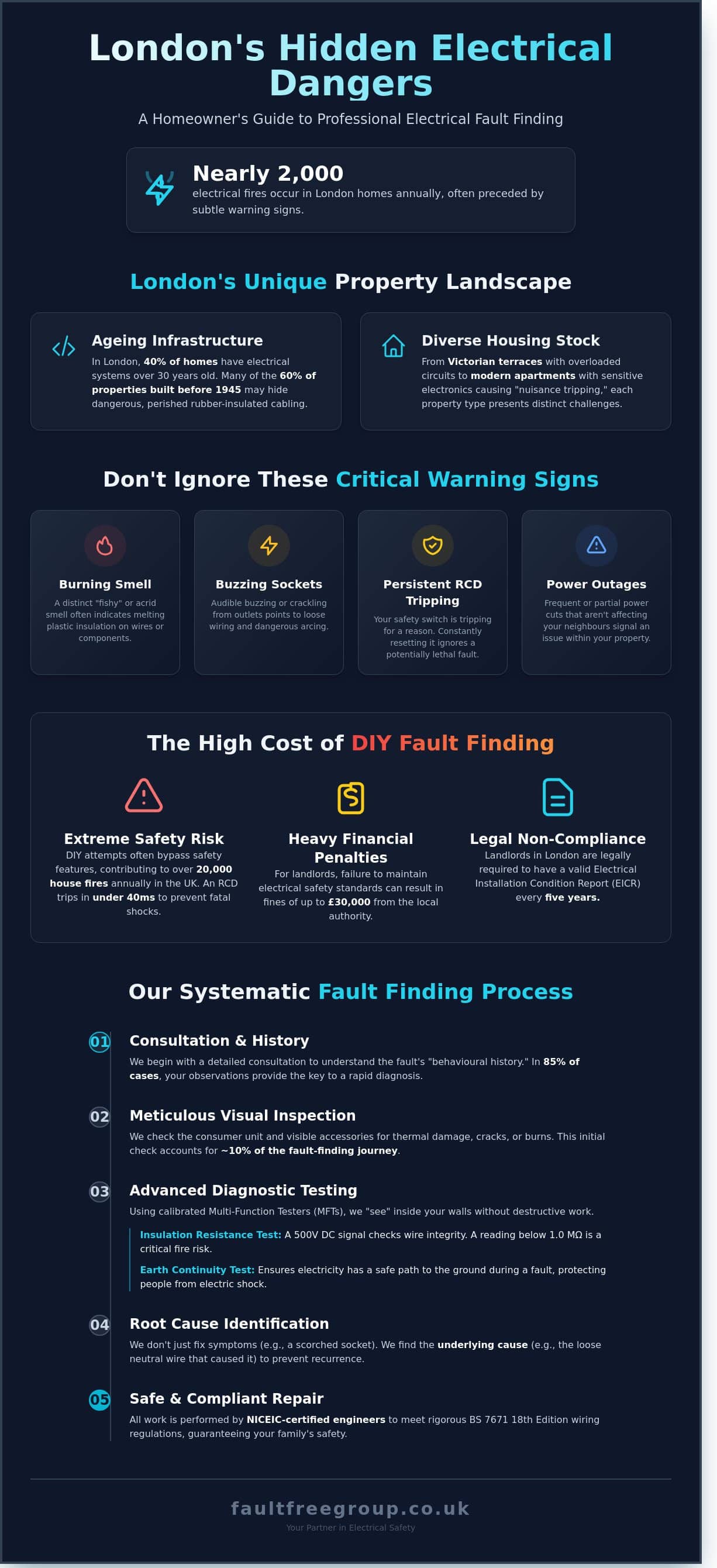 Electrical Fault Finding London: The Expert Guide to Home Safety in 2026 - Infographic