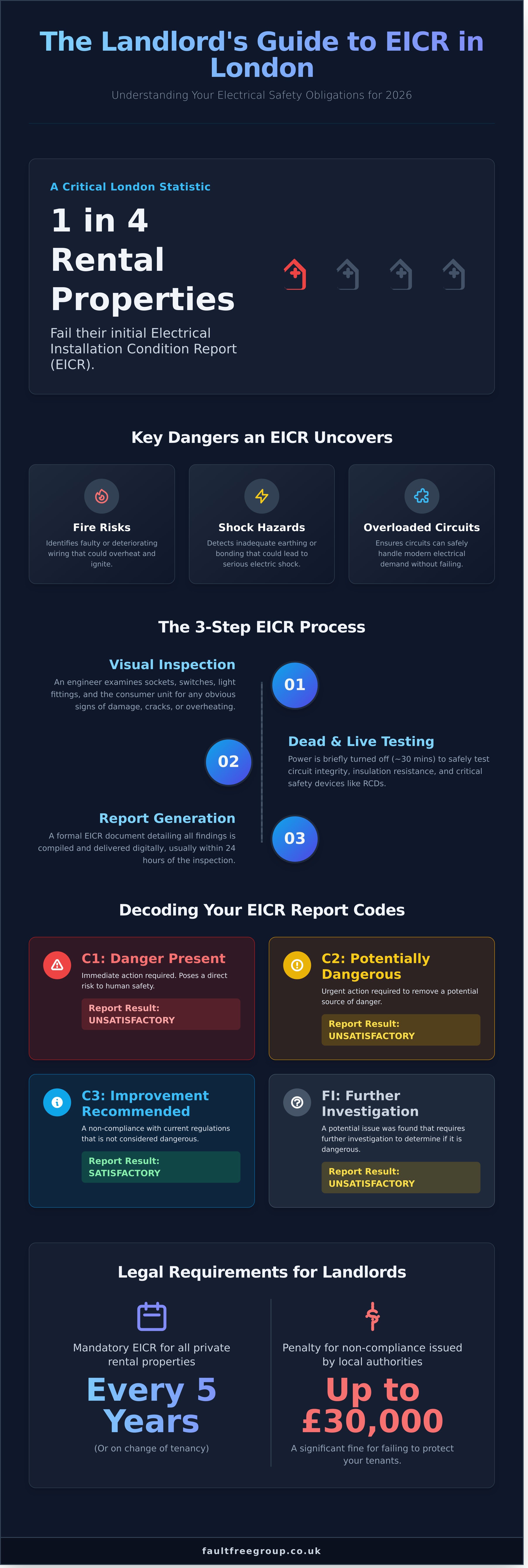 Electrical Safety Inspection London: The 2026 Guide to EICR & Compliance - Infographic