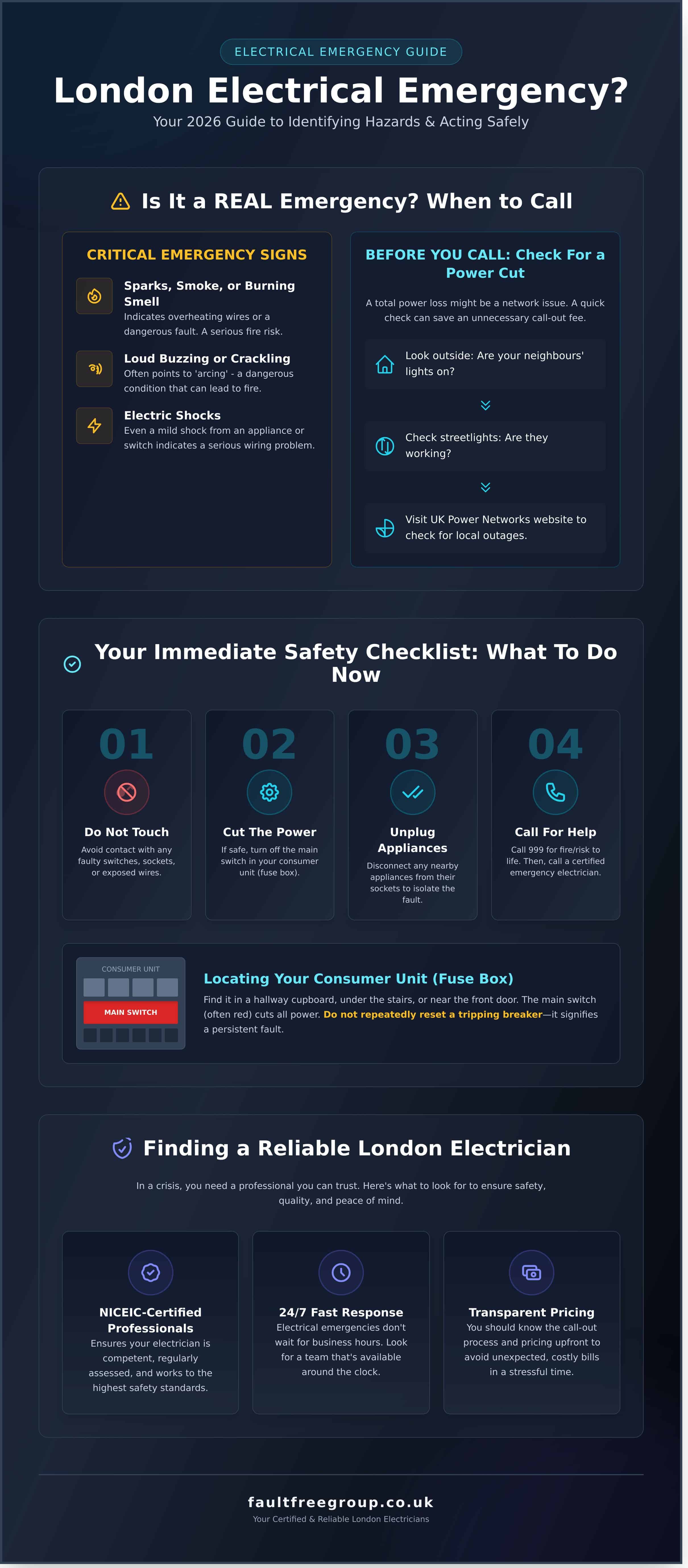 Emergency Electrician London: Your 24/7 Call-Out Guide (2026) - Infographic