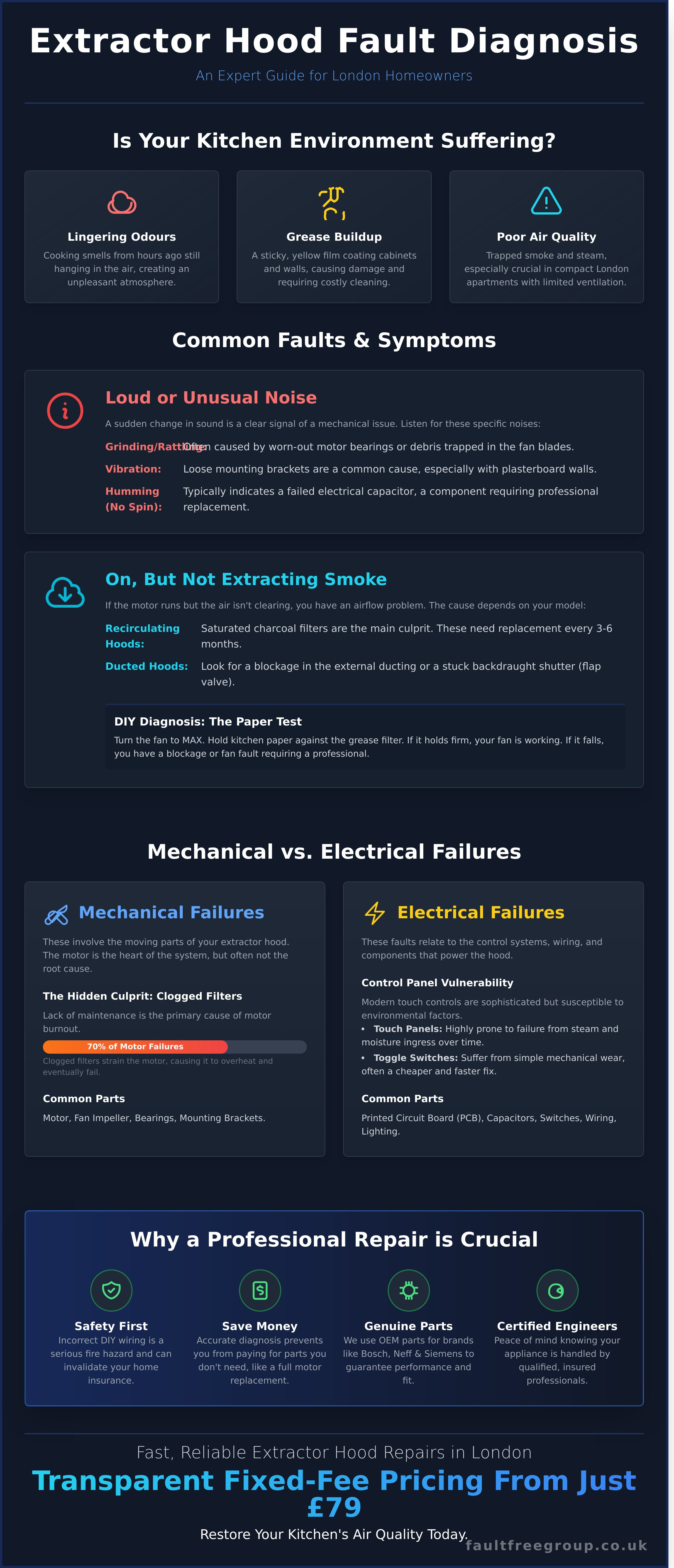 Expert Extractor Hood Repair London: Same-Day Service & Certified Engineers - Infographic