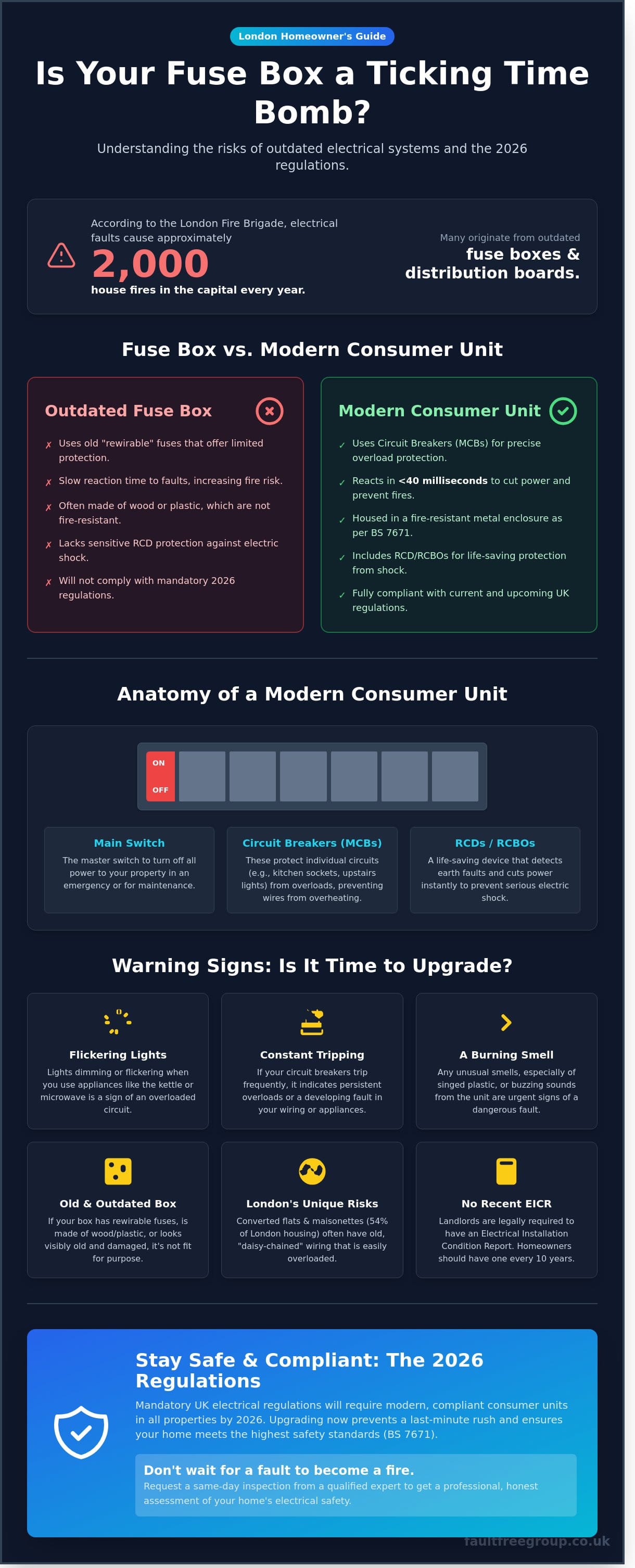 Household Fuse Box Guide: Safety, Upgrades, and London Regulations 2026 - Infographic