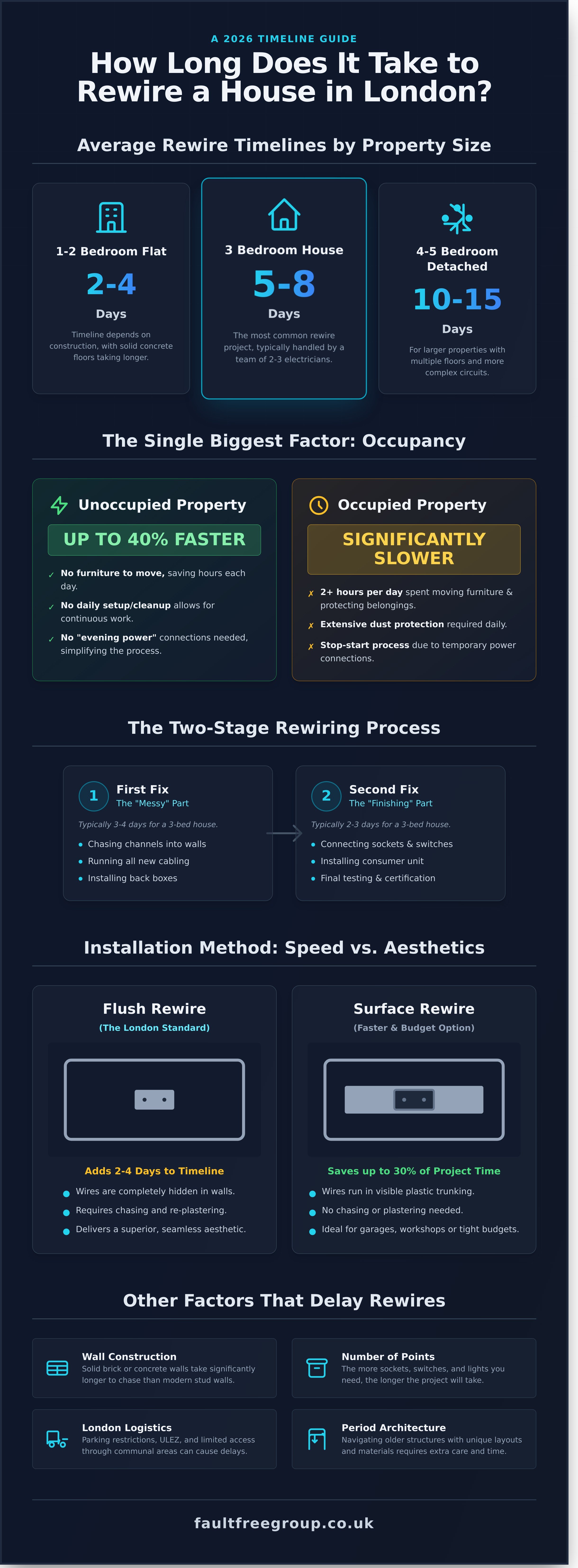 How Long Does It Take to Rewire a House in London? 2026 Timeline Guide - Infographic