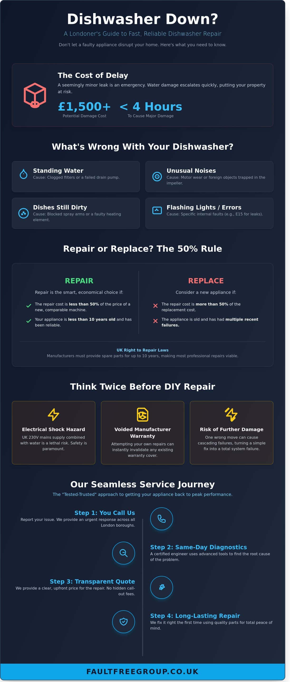 Reliable Dishwasher Repair in London: Same-Day Service & Expert Fixes - Infographic