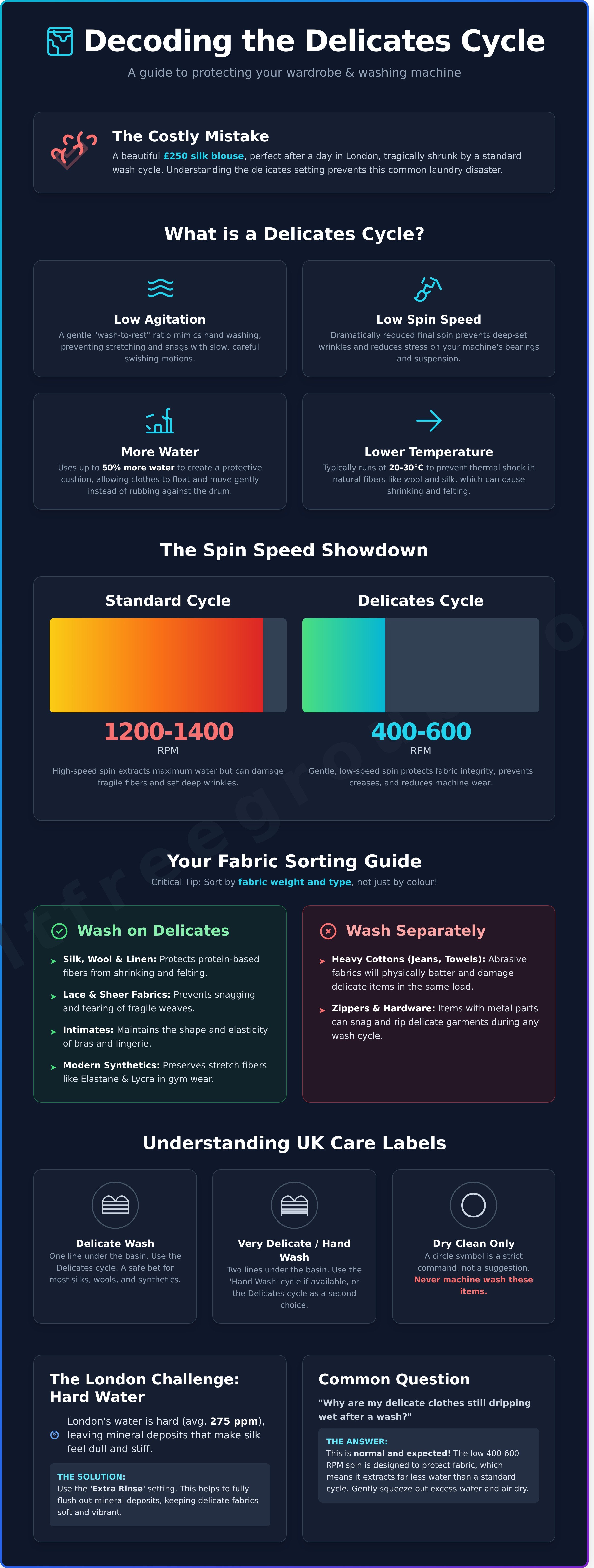 What Does Delicates Mean on a Washer? A Londoner’s Guide to Fabric Care - Infographic